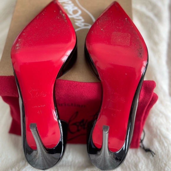 Christian Louboutin Iriza Pointy Toe Half d’Orsay Pump 100mm - Black Patent 41EU - Picture 10 of 12
